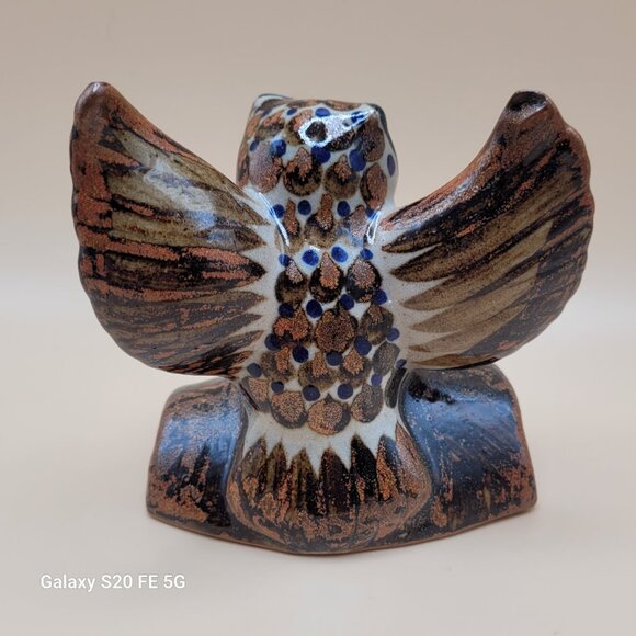 Vintage Owl On Branch Tonala Mexican Folk Art Ceramic Pottery Figurine - Picture 6 of 15